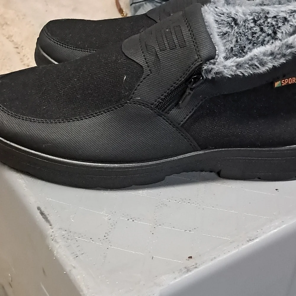 Men Snow Boots Wide Toe Fur Lined Minimalist No-slip